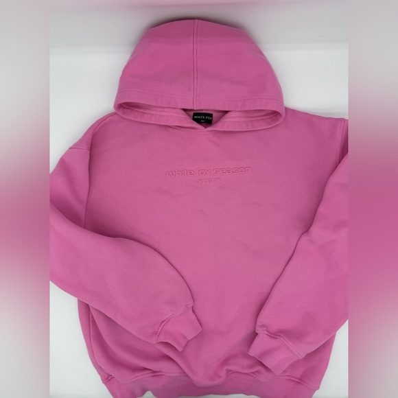 White Fox Boutique Tops - White Fox Pink Hoodie “White Fox Season” Embossed Logo Size S/M Oversized